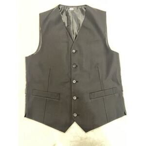 Hand-Crafted Italian Waistcoat Vest Wool silk linen Black Single Breasted US 38R